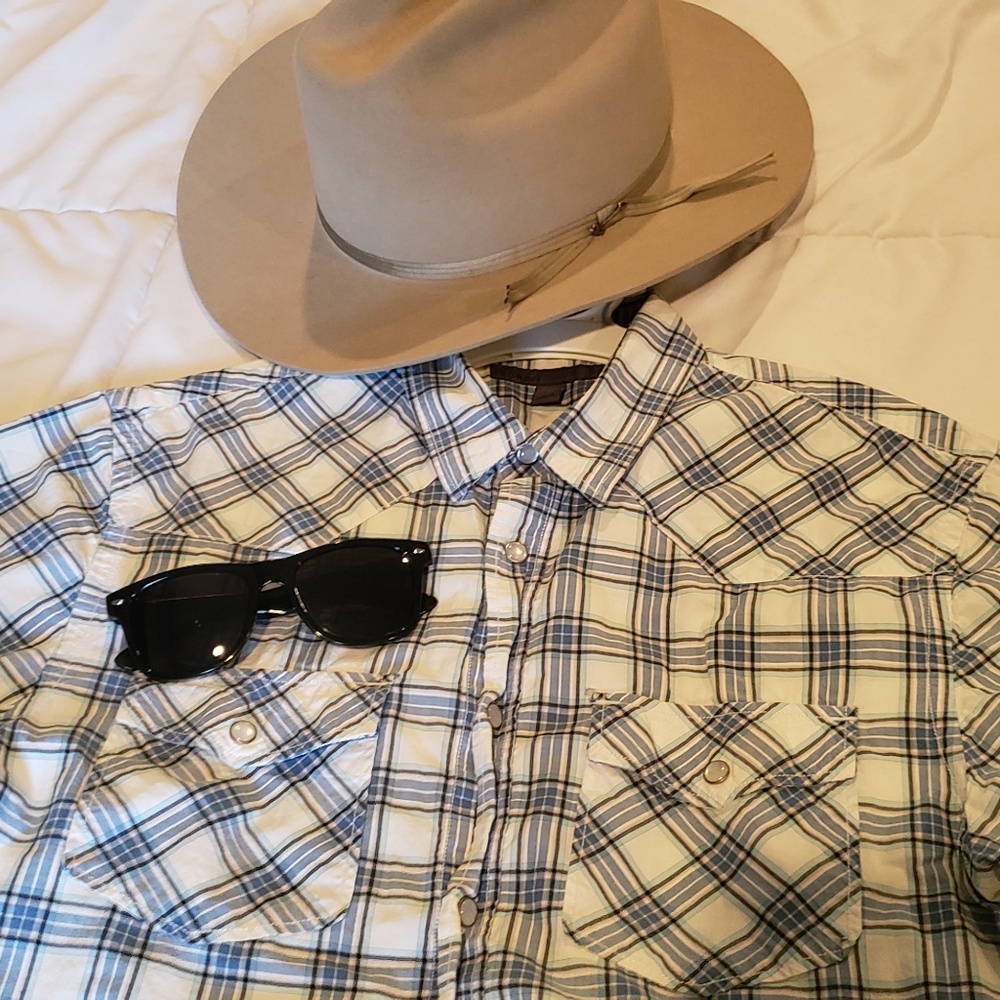 Plaid Western Pearl Snap Short Sleeve